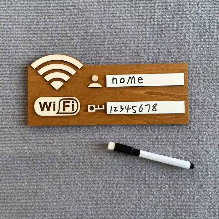 1 plaque rustique en bois pour mot de passe Wi-Fi, indicateur de réseau sans fil vintage à fixer au mur, accessoire de décoration polyvalent pour la maison