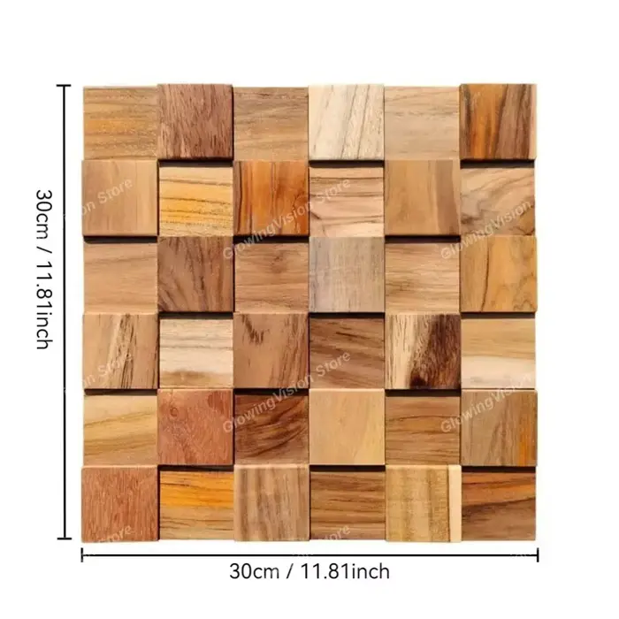Mur de fond en mosaïque en bois massif, panneaux géométriques élégants pour Restaurants, panneau mur