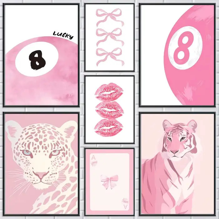 Affiche de décoration à motif rose