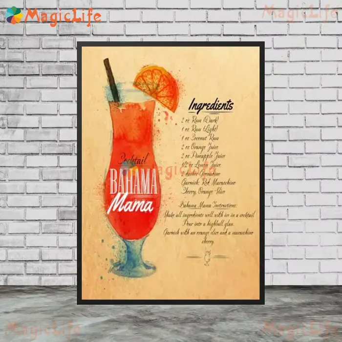 Bar boissons liste Cocktail photos murales pour cuisine salle thé Restaurant décor nordique affiche mur Art toile peinture sans cadre
