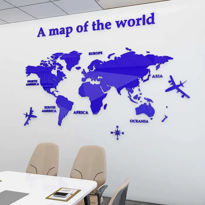Autocollants muraux miroir carte du monde