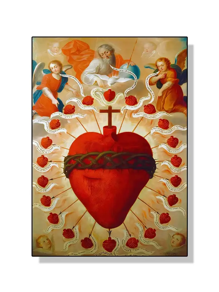 Toile de peinture sans cadre du Sacré-Cœur de Jésus, affiche d'art de Marie, impression murale, imag