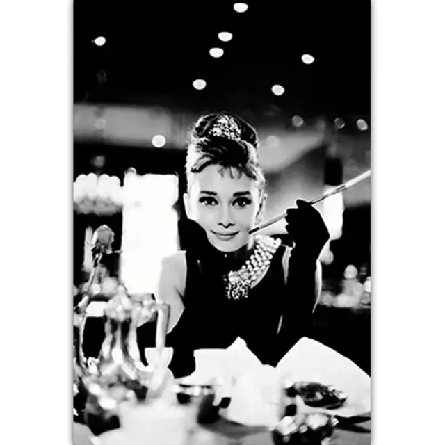 Toile d'art Photo noir et blanc Audrey Hepburn, affiches et imprimés nordiques, tableau mural pour S