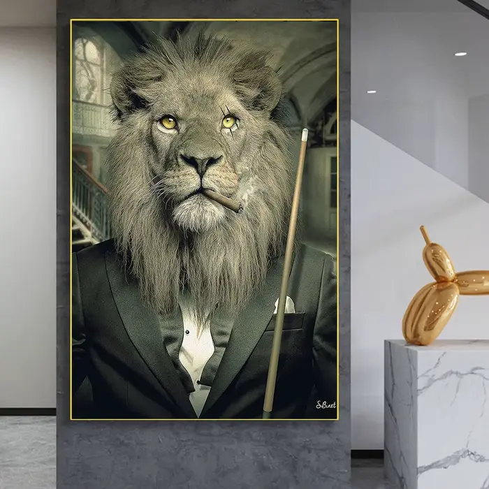 Toile imprimée Lion dans un costume