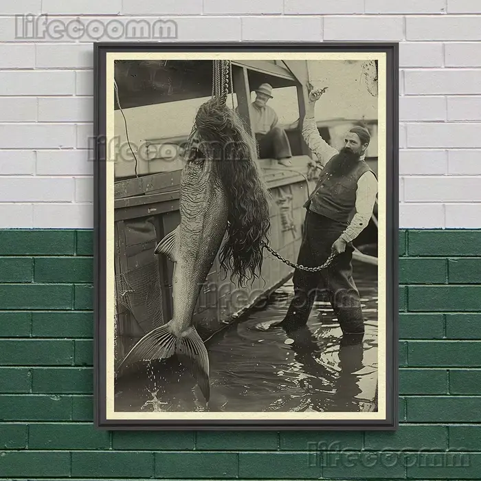 Affiche d'art de photographie de sirène d'horreur vintage