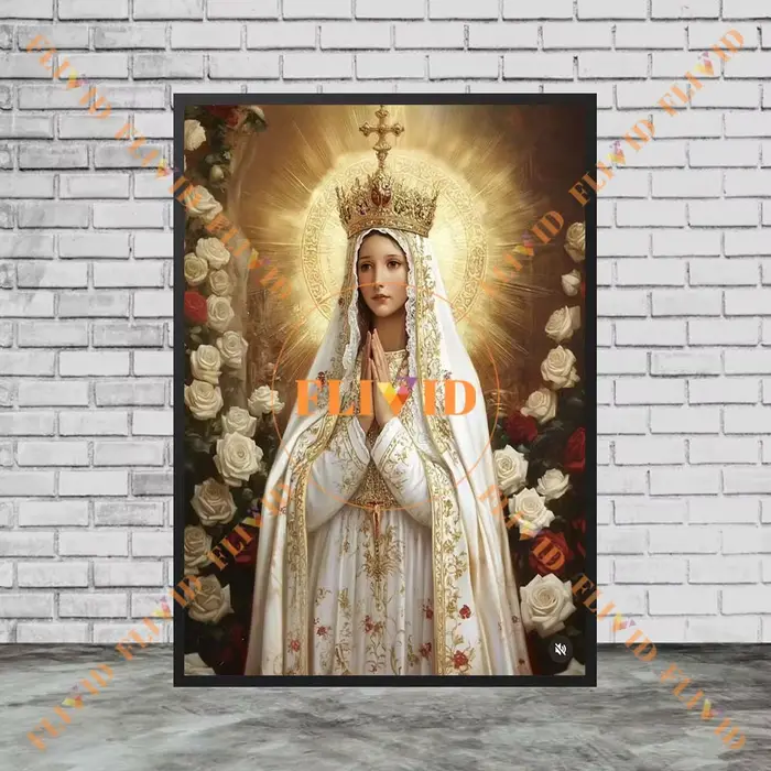 Affiche de rédemption de la vierge marie avec fleurs