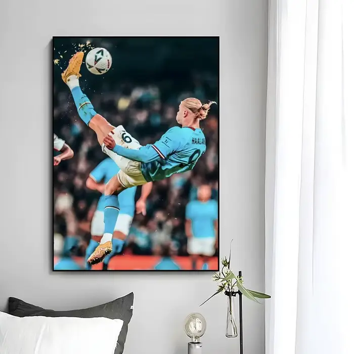Affiche de l'étoile du football Erling Haaland, impression d'art mural, peinture murale décorative, décoration de la maison, cadeau non encadré