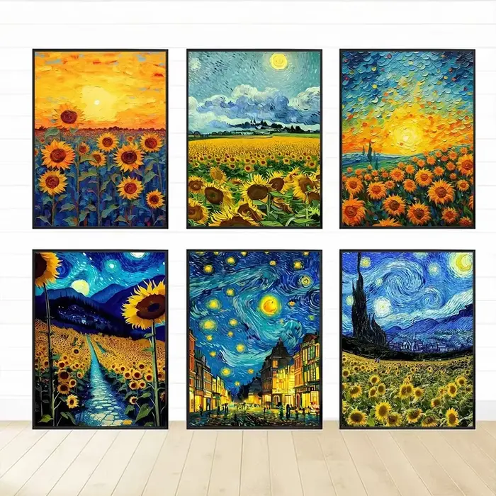 Van Gogh tournesol fleur ciel étoilé Art mur Art affiche toile peinture pour salon décor à la maison