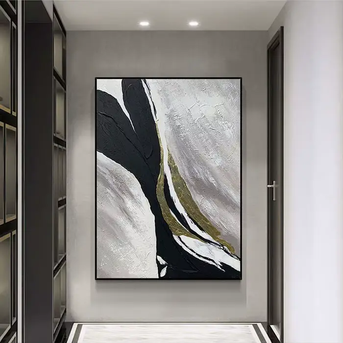 Toile murale décorative d'art abstrait, peinture à l'huile personnalisable faite à la main, pour sal