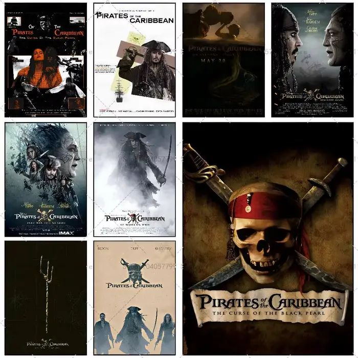 Affiche autocollante de film classique Pirates des Caraïbes