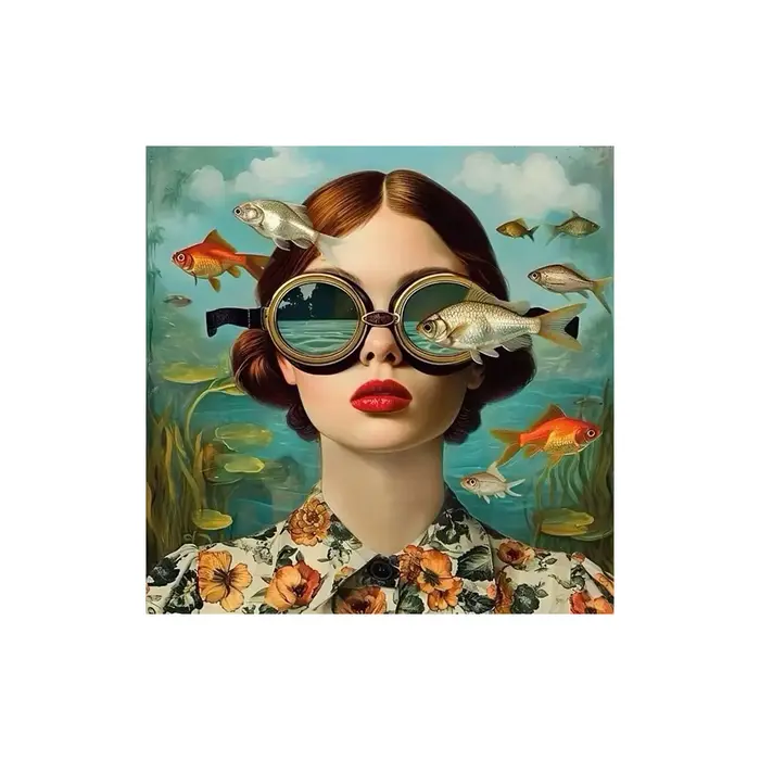 Lunettes femme avec fleurs nordique Boho mur Art toile peinture papillon avec fille Portrait affiche pour salon décor à la maison