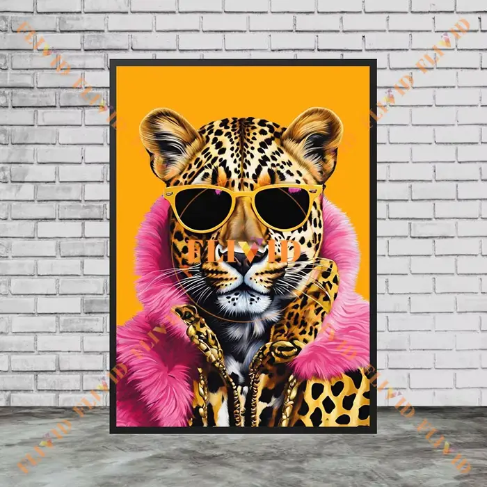 Affiche murale drôle de fleurs de léopard