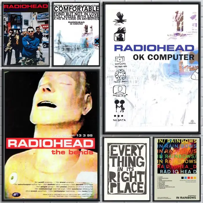 Affiche de musique Art Rock Band Radiohead HD auto-adhésive étanche