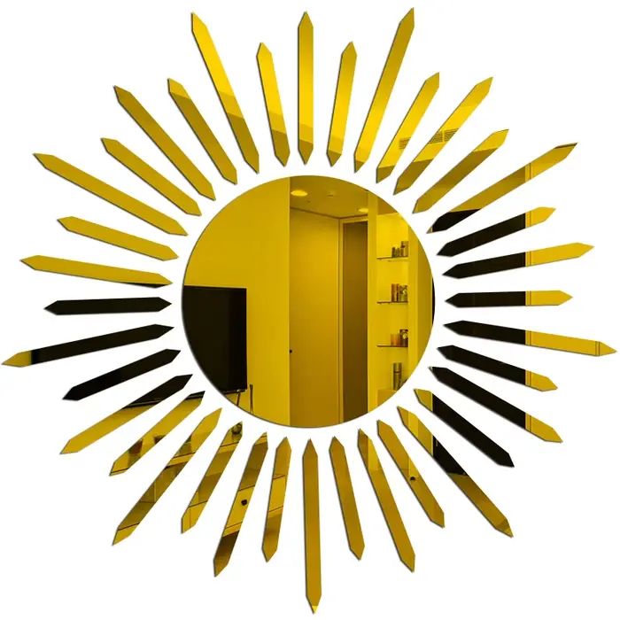 Autocollant de miroir mural 3d, miroirs décoratifs, autocollant adhésif mural, fleur de soleil, déco