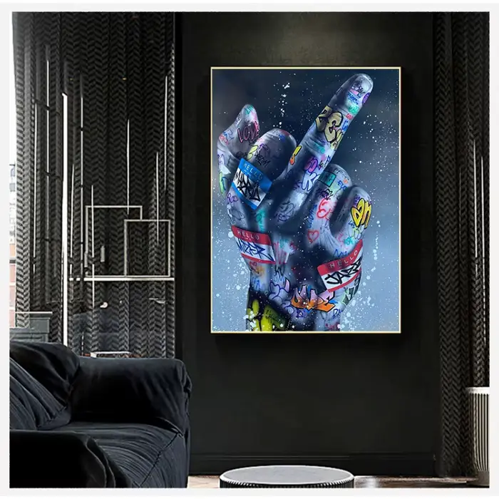 Rue Graffiti Moyen Doigt Gestes Mur Art Peinture Peint Affiches Et Impressions Salon Chambre Décorations Cadeaux