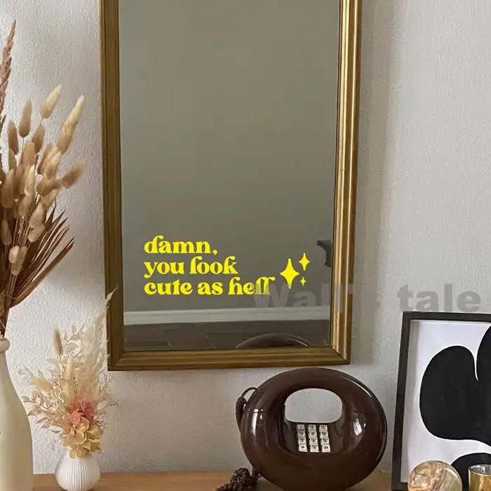 Autocollant d'affirmation de miroir, autocollant en vinyle avec citation de l'enfer, cadeau de demoi