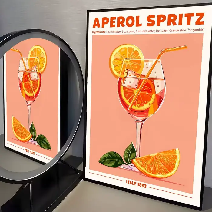 Affiche de vin italien A-Aperol spritz, art HD, mur collant, étanche, décoration esthétique pour la 