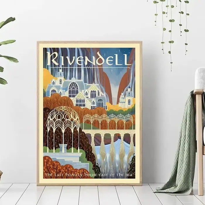 Affiches de peinture sur toile Vintage du seigneur des anneaux, imprimés de films d'art de voyage de
