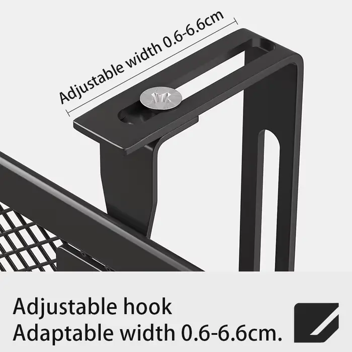 Étagère murale réglable en maille métallique – Support de rangement noir et blanc pour l'organisation du bureau