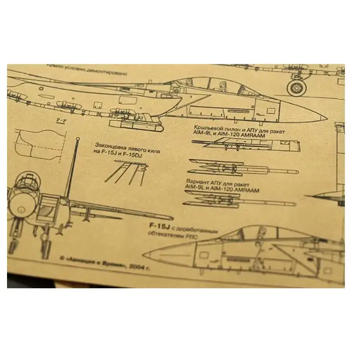 Autocollant mural vintage F15E en papier Kraft