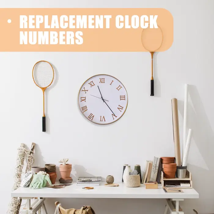 Numéros d'horloge en bois et chiffres romains lisses