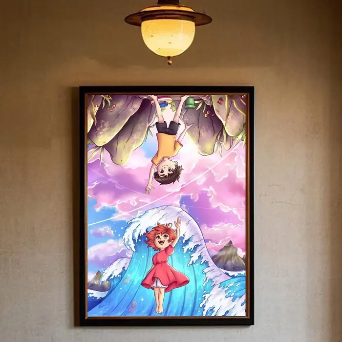 Affiche de film de dessin animé japonais p-ponyo