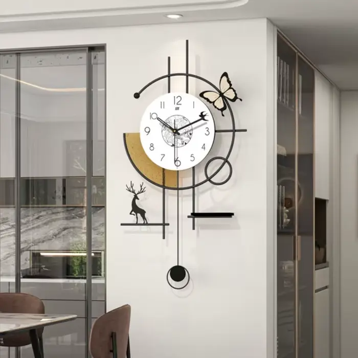 Horloges murales modernes, horloge murale d'art de luxe, décoration de salon, mécanisme silencieux élégant, ornements esthétiques pour la maison