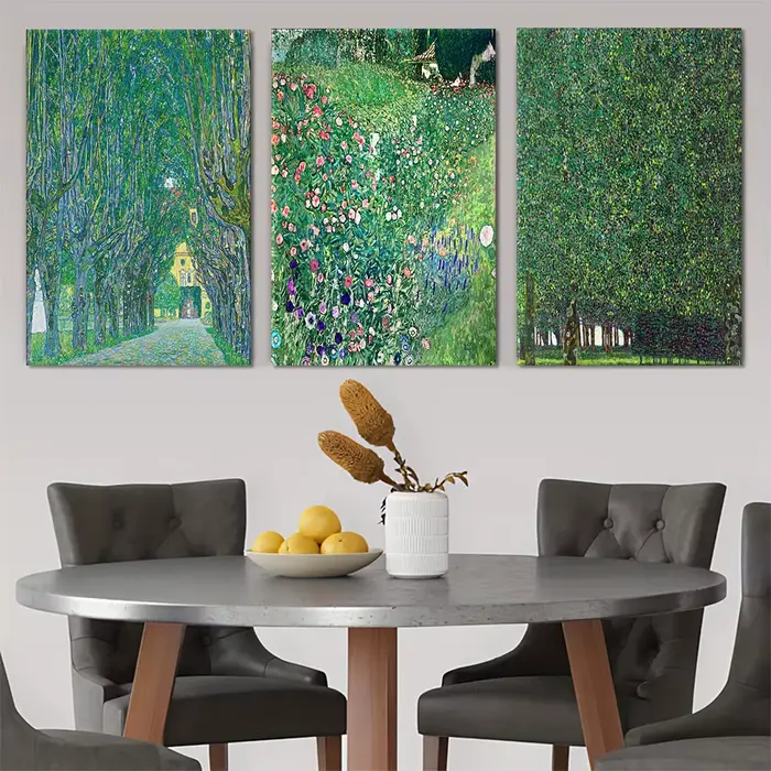 3 reproductions de peintures célèbres de Klimt, parc de Vienne, Greenway, peinture à l'huile rétro e