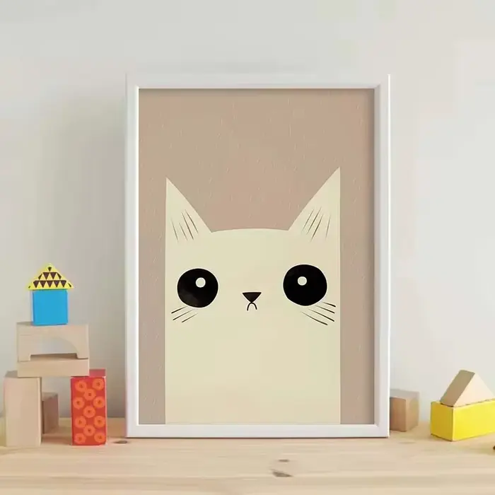 Affiche d'art minimaliste de chat mignon