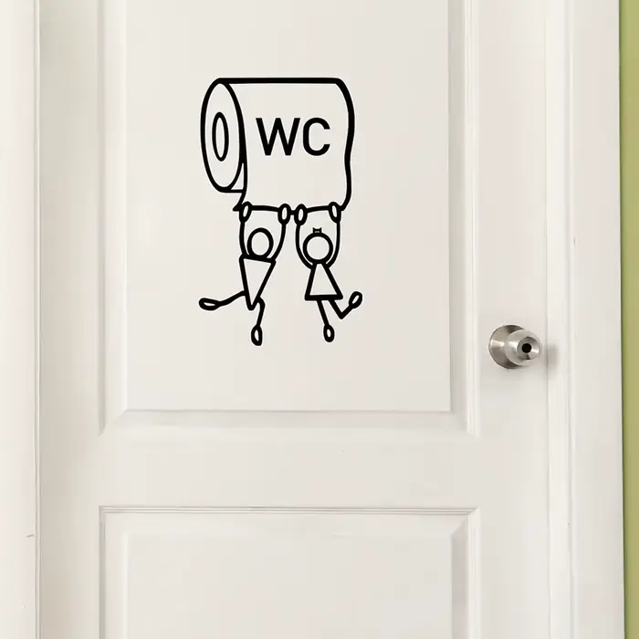 Autocollants de dessin animé « WC » - Art mural humoristique pour les toilettes