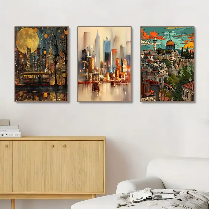Toile d'art de paysage urbain vibrant