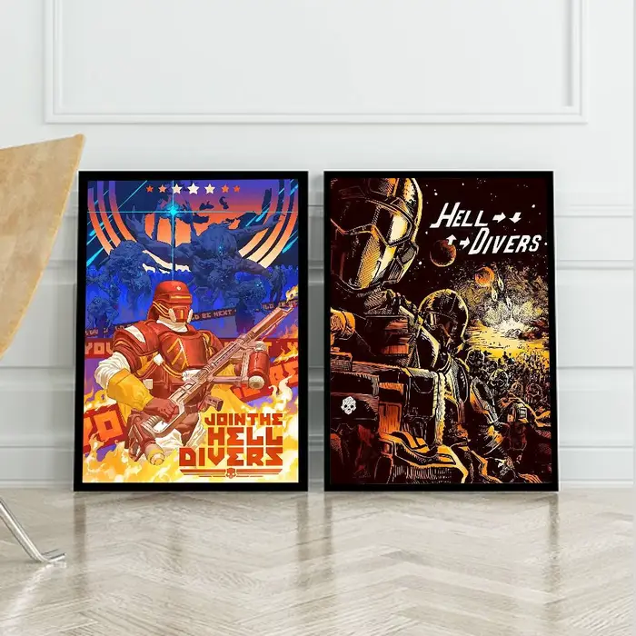Affiche murale vintage Game H-Helldivers