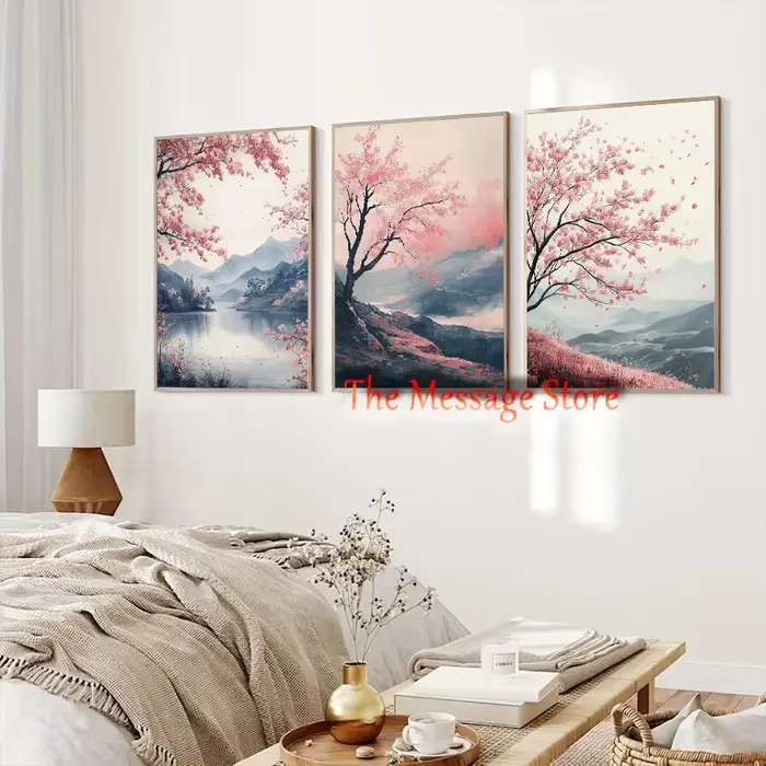 Peinture de paysage printanier inspirée de l'Ukiyo-e rétro