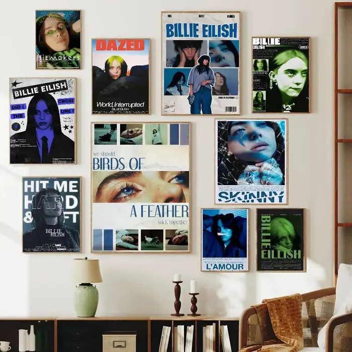 Affiche d'album de musique populaire chanteur b-billie e-éilish