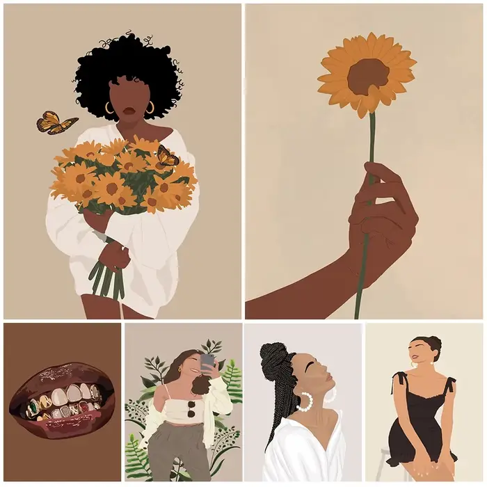 Affiche d'art de fille noire et impression