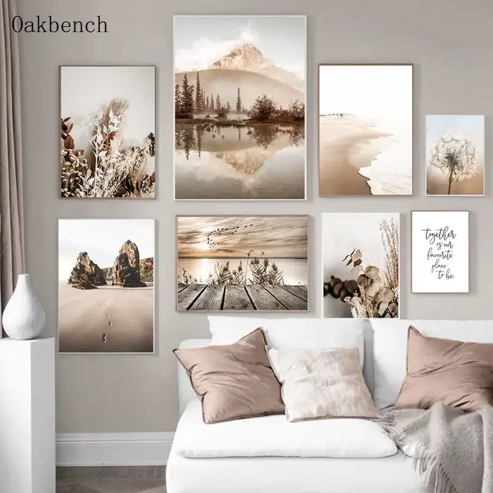 Toile d'art de paysage de montagne et de mer