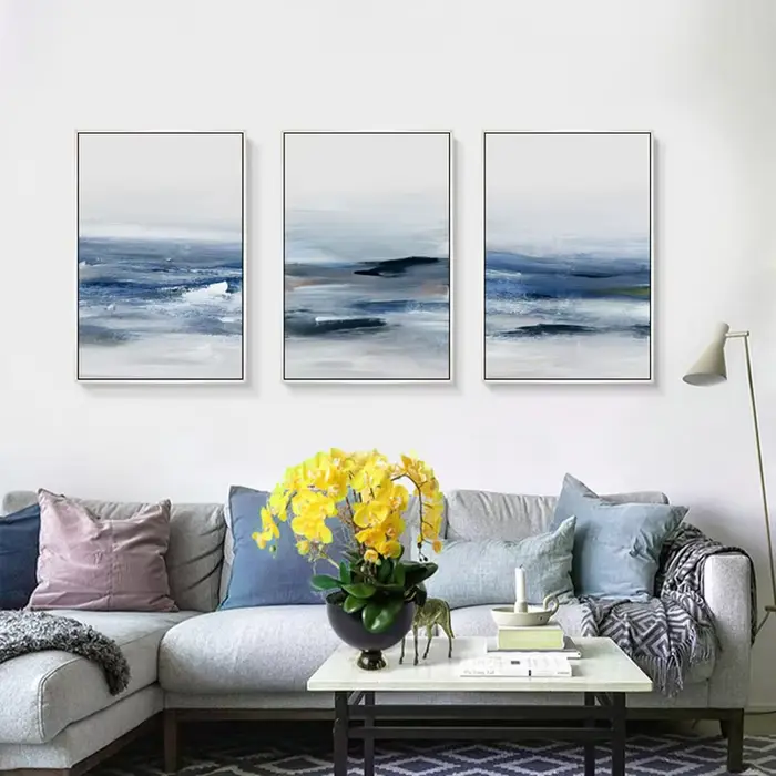 Affiche en toile de mer bleue couleur eau abstraite