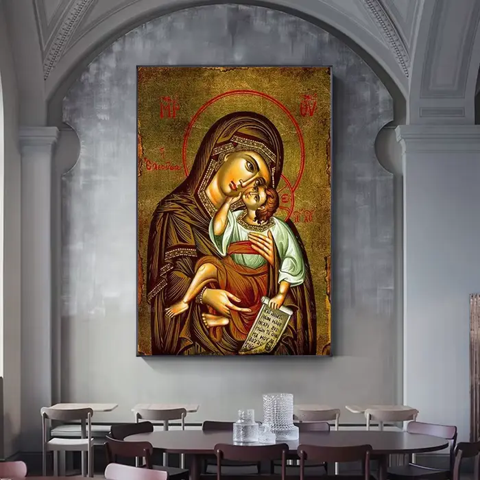 Le thérapeute vierge marie et jésus Ikon Panagia mère de dieu byzantin orthodoxe religieux toile Art mural pour décor de salon