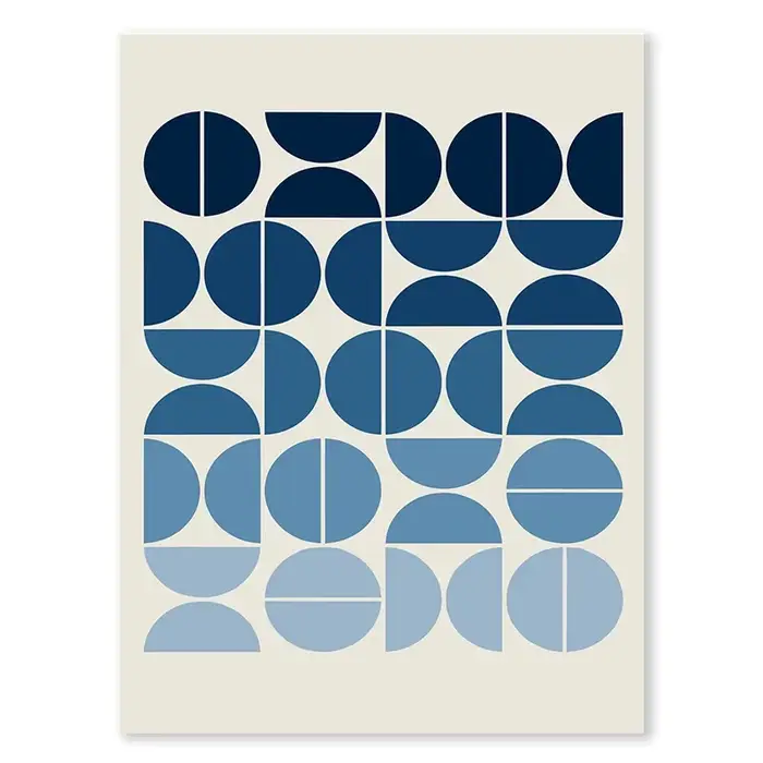Affiche abstraite de texte bleu nuits facilement Kevin, lignes géométriques nordiques, peinture sur