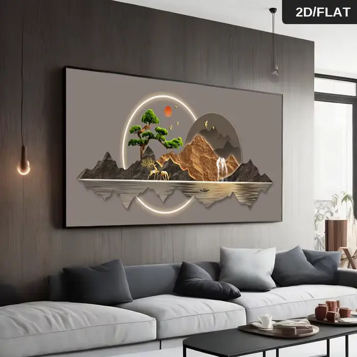 Une peinture à l'huile abstraite moderne - représentant un paysage paisible de pinus
