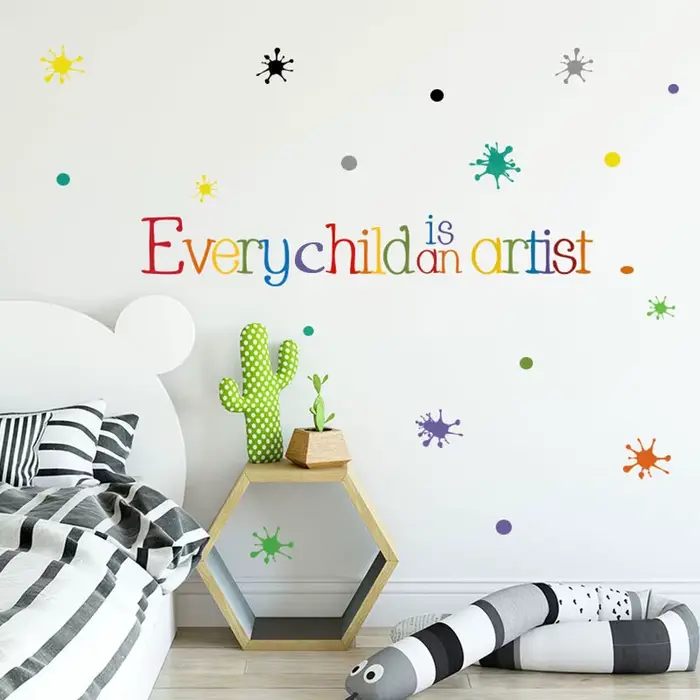 Autocollant Mural coloré pour chaque enfant, alphabet anglais, décoration de chambre à coucher, Art 
