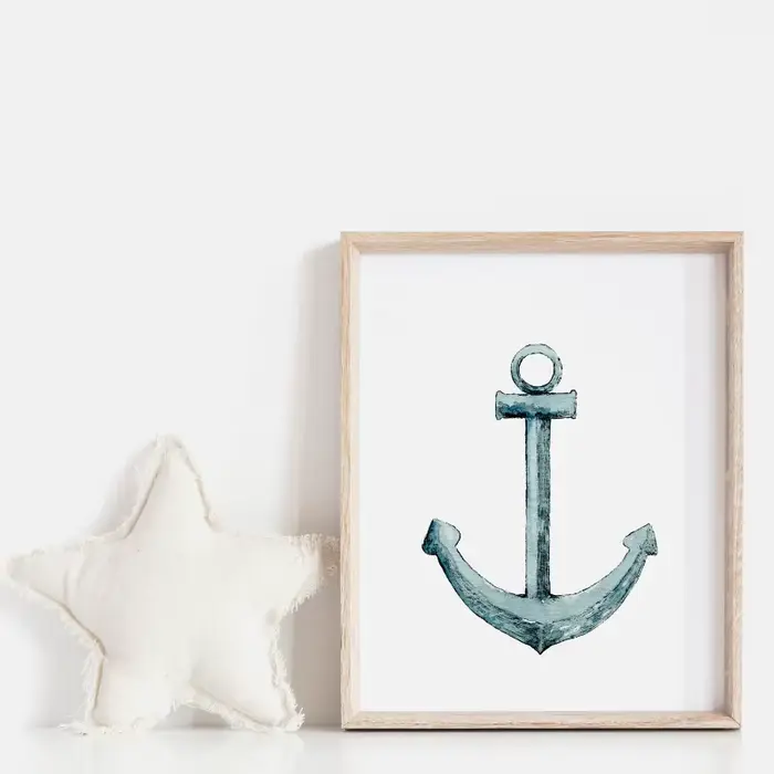 Affiche d'art de bateau nautique de Style dessin animé, ancre de chambre d'enfants, roue de bateau, peinture sur toile, imprimés muraux, image, décoration de maison pour salon