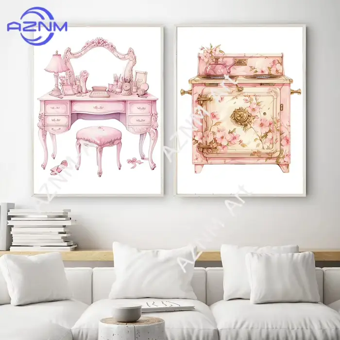 Affiche d'art sur toile rose