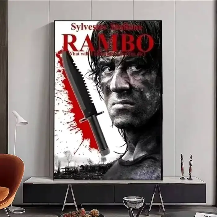 1 pièce - Affiche de film classique Rambo : Premier sang - Décoration murale vintage pour salon et bar