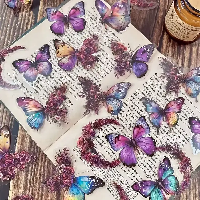 30 pièces papillon fleur thème bricolage autocollants décoratifs Pack