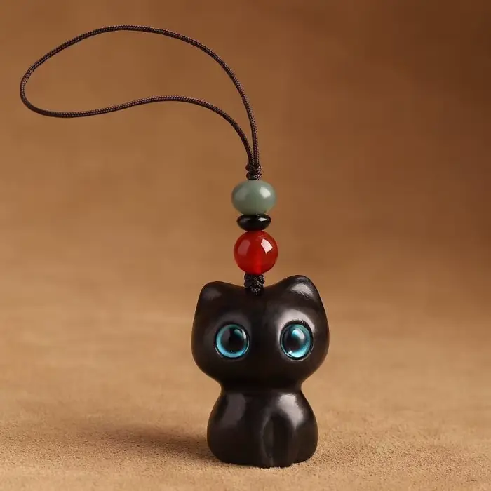 Charmante Figurine de chaton en bois