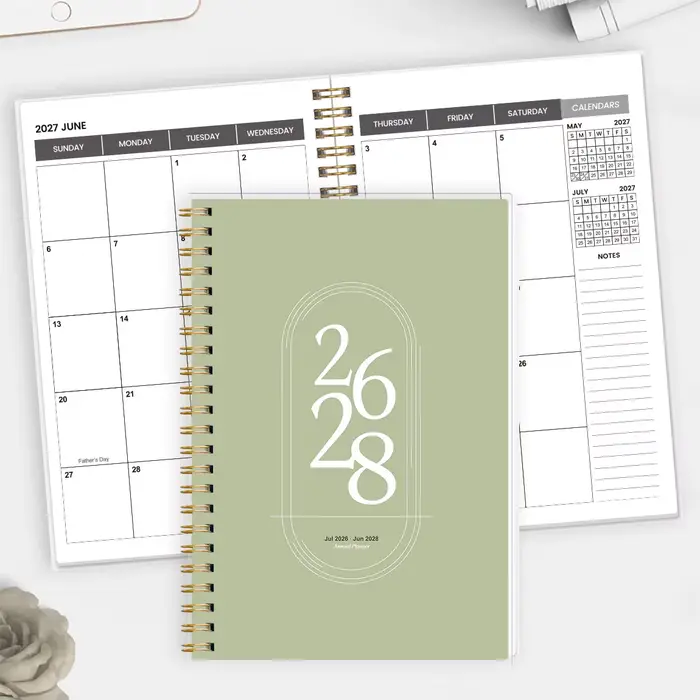 Agenda scolaire 2026-2028, juillet 2026-juin 2028, agenda mensuel A5 avec pages de notes, calendrier