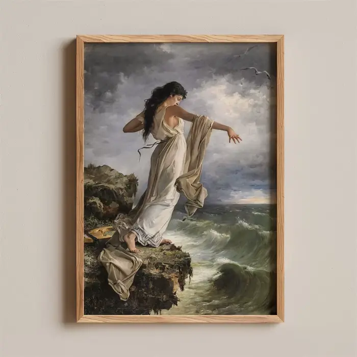 Affiche La Mort de Sappho, Impression Mythologie Grecque, Art Classique, Peinture sur Toile Ambiance