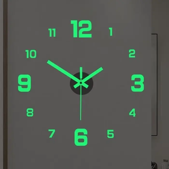 Horloge murale 3D lumineuse sans cadre