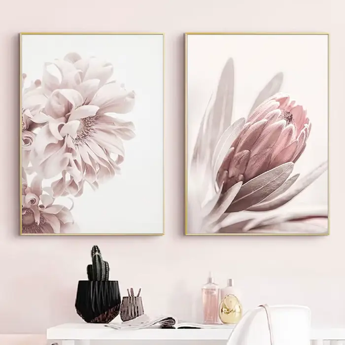 Toile d'art de fleur rose moderne imprimée